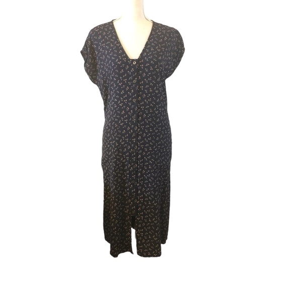 MADEWELL Easy Midi Dress in Spring Fling Women's Size Medium Blue Ditsy Floral - Picture 10 of 10